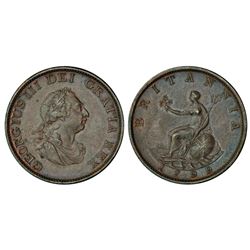 Foreign Coins: Great Britain, George III (1760-1820 AD), copper ½ penny, 1799, 12.55g