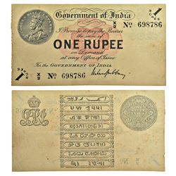 Paper Money: British India, George V, 1 rupee, 1st issue, Universalized circle, 1917