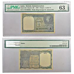 Paper Money: British India, George VI, 1 rupee, 1940, signed by C.E. Jones, inset 'A'