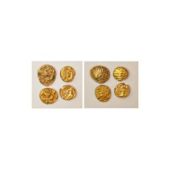 Large Lots: A group of 4 kingdom of Mysore gold fanam