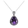 Image 1 : 14.72 ctw Amethyst and Diamon Pendant With Chain - 14KT White Gold