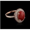 Image 1 : 14KT Rose Gold 2.80 ctw Coral and Diamond Ring