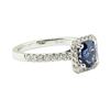 Image 1 : 1.44 ctw Oval Brilliant Blue Sapphire And Diamond Ring - 18KT White Gold
