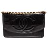 Image 2 : Chanel Vintage Black Patent Leather Timeless WOC Wallet On Chain Bag