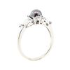 Image 4 : 0.40 ctw Diamond and 7mm Dyed Black Pearl Ring - 14KT White Gold