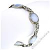 Image 3 : Antique Art Deco 14kt White Gold Blue Moonstone Etched Filigree Bracelet