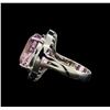 Image 3 : 14KT White Gold 16.20 ctw Kunzite and Diamond Ring