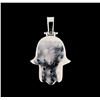 Image 2 : 2.10 ctw Diamond Hamsa Pendant - 14KT White Gold