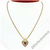 Image 4 : 14kt Yellow Gold 0.51 ctw Round Ruby and Diamond Open Heart Pendant Necklace