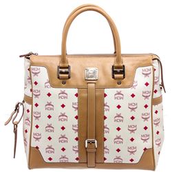 MCM Pink & White Visetos Coated Canvas & Leather Tote Bag