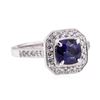 Image 1 : 1.64 ctw Blue Sapphire And Diamond Ring - 14KT White Gold
