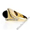 Image 4 : 18kt Yellow Gold Pear Cabochon Black Onyx and Channel Set Diamond Ring