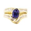 Image 2 : 2.28 ctw Blue Sapphire And Diamond Ring And Attached Band - 14KT Yellow Gold