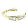 Image 5 : Estate 14K Solid Two Tone Gold Hinged Open Bangle Bracelet with Pave Diamonds