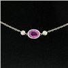 Image 4 : 18K White Gold 16" 1.37 ctw GIA Pink Sapphire & Diamond Pendant Necklace
