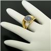 Image 4 : 14K Yellow Gold Split Shank Bezel Cabochon Blue Star Sapphire Mens Ring