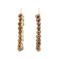 Chocolate Freshwater Pearl Hoop Earrings - 14KT Yellow Gold