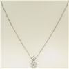 Image 2 : NEW 14k White Gold .45 ctw F VS2 Round Diamond Illusion Solitaire Pendant & Chai