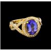 Image 1 : 14KT Yellow Gold 2.33 ctw Tanzanite and Diamond Ring
