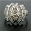 Image 2 : 14K White Gold 1.74 ctw Diamond Engagement Ring w/ Champagne Marquise Solitaire