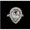 Image 2 : 4.67 ctw Aquamarine and Diamond Ring - 14KT White Gold