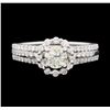 Image 2 : 1.11 ctw Diamond Ring and Wedding Band - 14KT White Gold