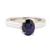 Image 2 : 1.66 ctw Blue Sapphire and Diamond Ring - 14KT White Gold