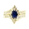 Image 1 : 1.53 ctw Oval Brilliant Blue Sapphire And Diamond Ring & Wedding Band - 14KT Yel