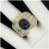 Image 3 : 18kt Yellow Gold 6.50 ctw GIA Certified Sapphire and Diamond Wide Band Ring