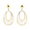 Image 1 : Mother of Pearl Dangle Earrings - 14KT Yellow Gold