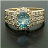 Image 4 : 14kt Yellow Gold 2.35 ctw Aquamarine and Diamond Halo Ring