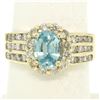 Image 6 : 14kt Yellow Gold 2.35 ctw Aquamarine and Diamond Halo Ring