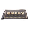 Image 4 : Gucci Black Gold Leather Sega Pouch Wristlet Clutch