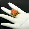 Image 3 : Vintage 14kt Yellow Gold Carved Coral Cameo Solitaire Ring
