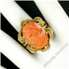 Image 4 : Vintage 14kt Yellow Gold Carved Coral Cameo Solitaire Ring