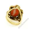 Image 7 : Vintage 14kt Yellow Gold Carved Coral Cameo Solitaire Ring