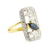 Image 1 : 1.46 ctw Marquise Brilliant Blue Sapphire And Diamond Ring - 14KT Yellow And Whi