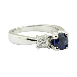 1.91 ctw Blue Sapphire and Diamond Ring - 14KT White Gold