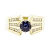 Image 2 : 1.65 ctw Blue Sapphire And Diamond Ring - 14KT Yellow Gold