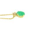 Image 5 : 18k Yellow Gold Oval Green Jade & Marquise Diamond Pendant w/ 14k Wheat Chain