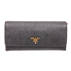 Prada Black Saffiano Leather Continental Wallet