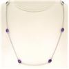 Image 2 : 14k White Gold 19.72 ctw 18 Station Oval Amethyst by the Yard 38" Chain Necklace