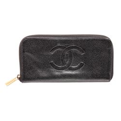 Chanel Black Caviar Leather Timeless Zippy Wallet