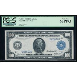 1914 $100 Atlanta Federal Reserve Note PCGS 65PPQ