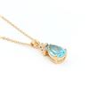 Image 2 : Plated 18KT Yellow Gold 5.05ctw Blue Topaz and Diamond Pendant with Chain