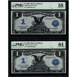 4 Consecutive 1899 $1 Black Eagle Silver Certificates PMG