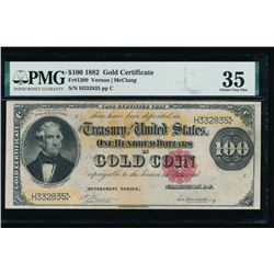 1882 $100 Gold Certificate PMG 35