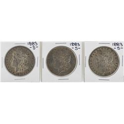 Lot of (3) 1883-S $1 Morgan Silver Dollar Coins