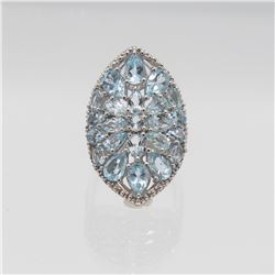 Gorgeous Sterling Silver  Blue Topaz Cocktail Ring