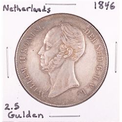 1846 Netherland 2.5 Gulden Silver Coin